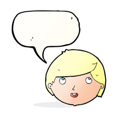 cartoon happy face with speech bubble