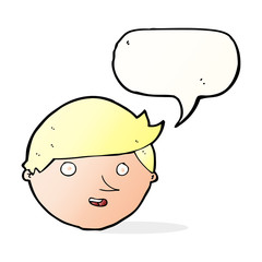 cartoon happy face with speech bubble