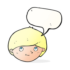 cartoon happy man with speech bubble