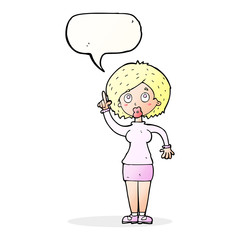 cartoon woman with idea with speech bubble