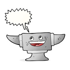 cartoon blacksmith anvil with speech bubble