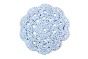 crochet thread of beautiful cloth in the form of a circle on a w