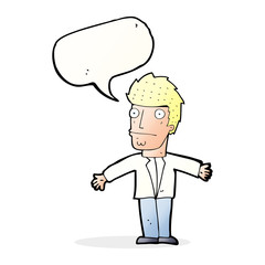cartoon confused man with speech bubble