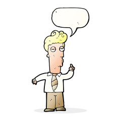 Fototapeta premium cartoon bored man asking question with speech bubble