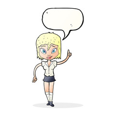 cartoon woman making point with speech bubble