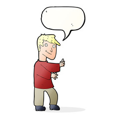 cartoon happy man with speech bubble