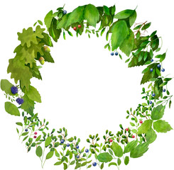 Fototapeta na wymiar Plants and berries nature wreath