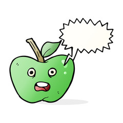 cartoon apple with speech bubble