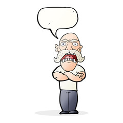 cartoon angry man with speech bubble