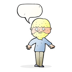 cartoon happy man with speech bubble