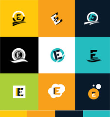 Alphabet letter e ico set logo
