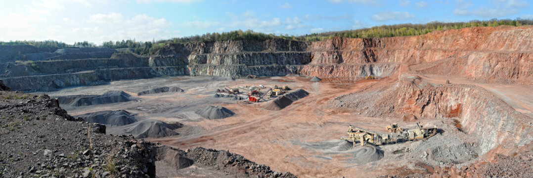 stone crusher in a quarry. mining industry. panorama images