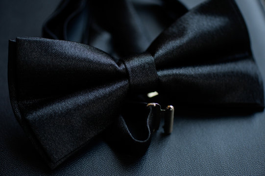 Closeup with elegant black bowtie