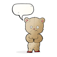 cartoon teddy bear with speech bubble