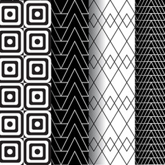 Set of 4 monochrome elegant seamless pattern