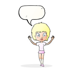 cartoon pretty girl with speech bubble