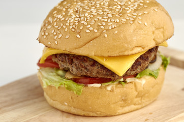 Delicious burger with beef