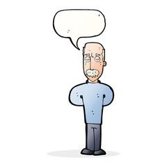 cartoon annoyed balding man with speech bubble