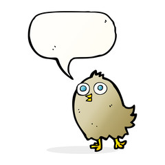 cartoon happy bird with speech bubble