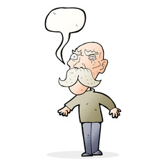 cartoon angry old man with speech bubble