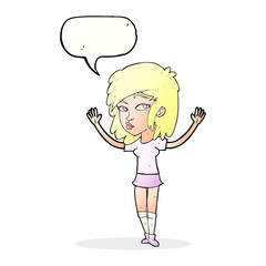 cartoon pretty girl with speech bubble