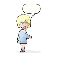 cartoon shocked woman with speech bubble