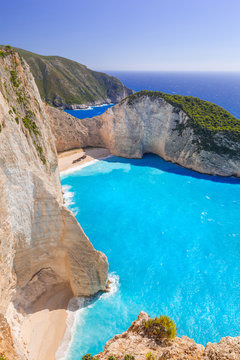 Beautiful Navagio Beach (Shipwreck beach) on Zakynthos Island, Greece