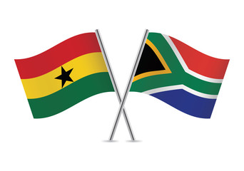 Ghanaian and South African flags. Vector illustration.