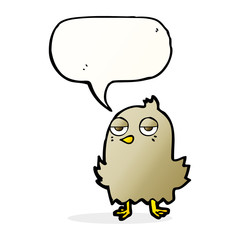 cartoon bored bird with speech bubble