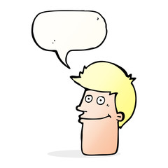 cartoon smiling man with speech bubble