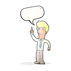 cartoon friendly man with idea with speech bubble