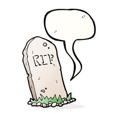cartoon spooky grave with speech bubble