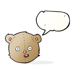 cartoon teddy bear head with speech bubble