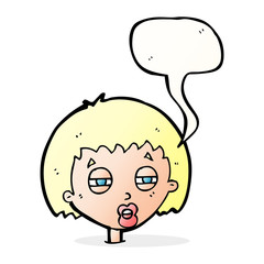 cartoon woman narrowing eyes with speech bubble