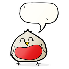 funny cartoon christmas robin with speech bubble