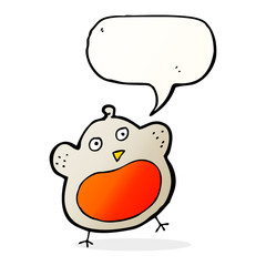 funny cartoon christmas robin with speech bubble