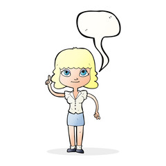 cartoon woman with idea with speech bubble
