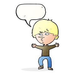 cartoon suspicious man with speech bubble