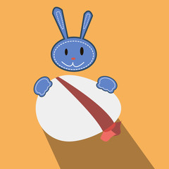 Bunny with eggs flat vector easter card template