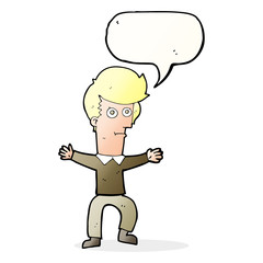 cartoon startled man with speech bubble