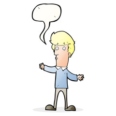 cartoon startled man with speech bubble