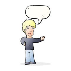 cartoon pointing man with speech bubble