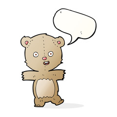 cartoon dancing teddy bear with speech bubble