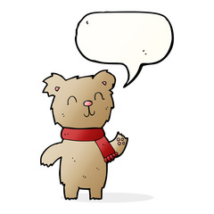 cartoon cute teddy bear with speech bubble
