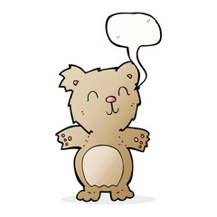 cartoon cute teddy bear with speech bubble