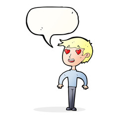 cartoon man in love with speech bubble