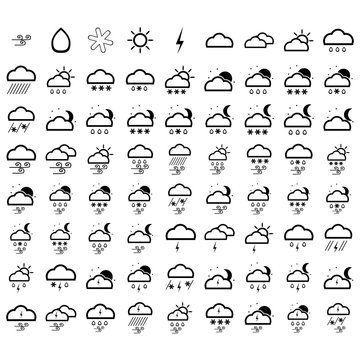 Vector icons. Weather simple icons.