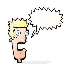 cartoon shocked man's face with speech bubble