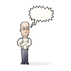 cartoon annoyed old man with speech bubble
