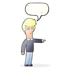 cartoon pointing man with speech bubble